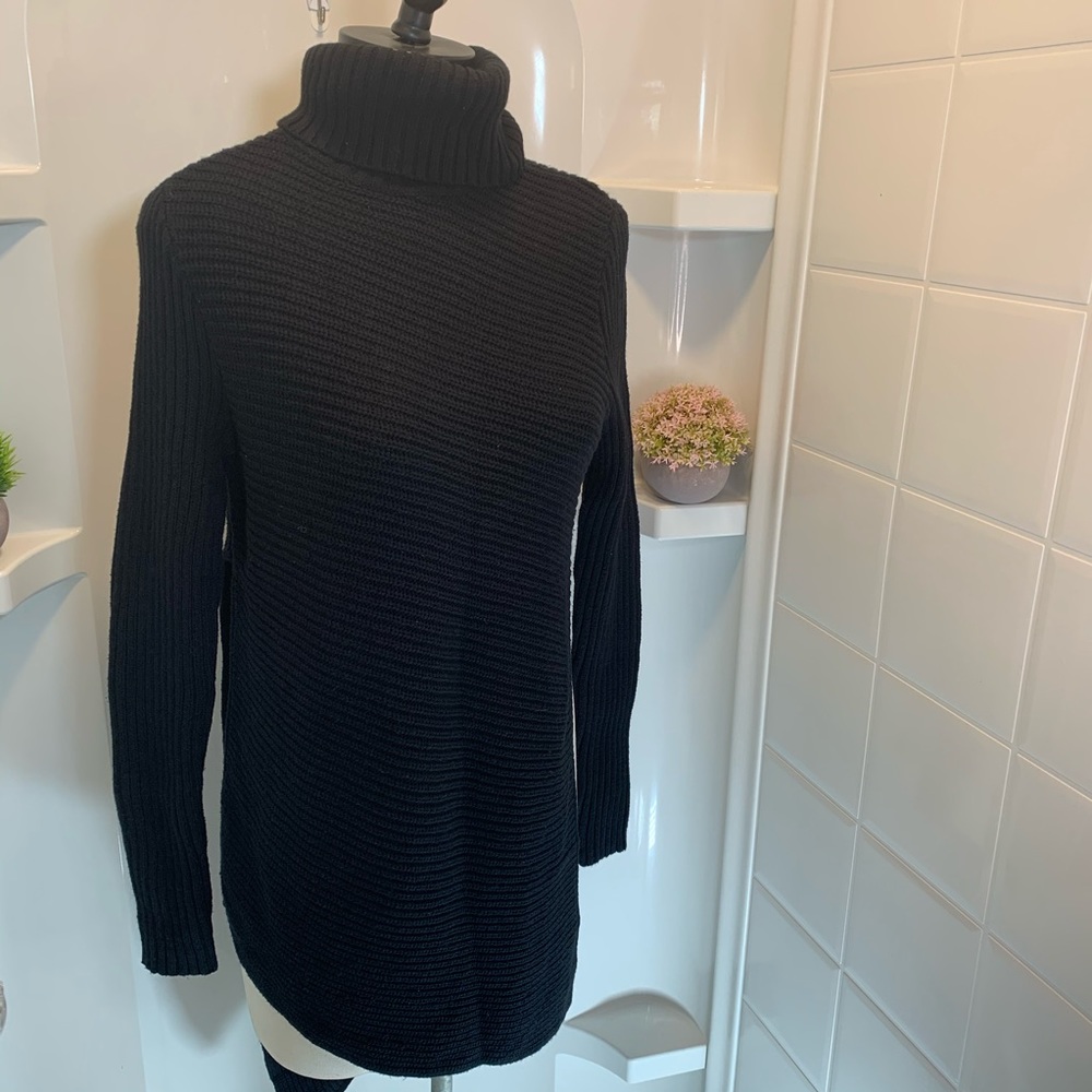 Express Mixed Knit High Slit‎ Turtle Neck Sweater